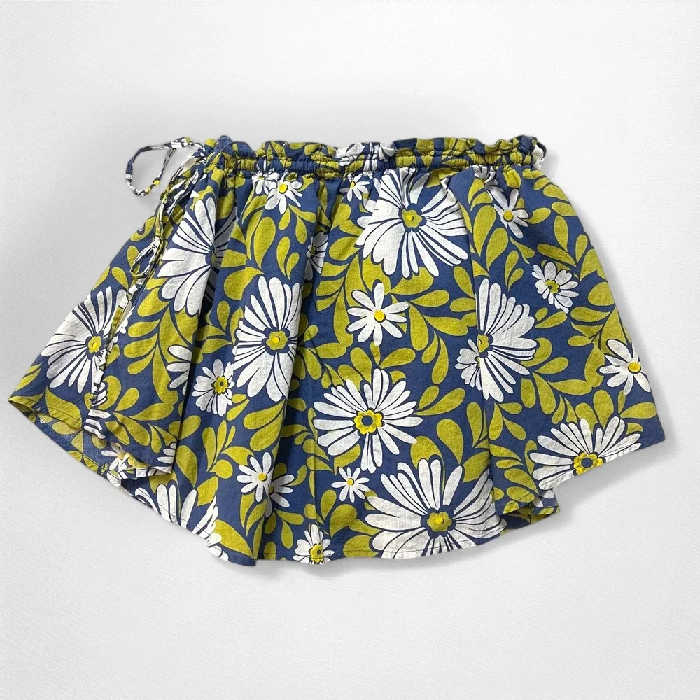 Aerie Skirt Womens Medium Blue Green White Floral‎ Mini Cotton Casual Summer